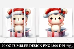 Cute Christmas Bear with Santa Hat PNG Product Image 1