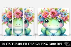 Pastel Frog with Flower Crown 20 Oz Tumbler Product Image 1
