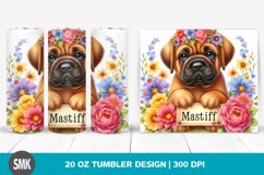 Baby Mastiff Colorful Flowers Tumbler | 20 oz Tumbler Product Image 1