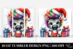 Cute Vibrant Zebra with Santa Hat PNG Product Image 1