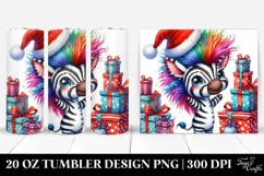 Cute Vibrant Zebra with Santa Hat PNG Product Image 1
