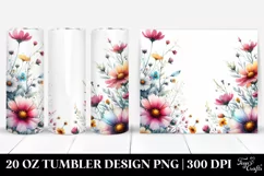 Watercolor Wild Flowers Space Left Right | 20 Oz Tumbler Product Image 1