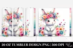 Cartoon-Style Rabbit Flower Crown 20 Oz Tumbler Product Image 1
