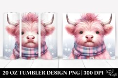 Dumb-Looking Pink Highland Cow in Winter 20 Oz Tumbler Product Image 1