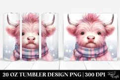Dumb-Looking Pink Highland Cow in Winter 20 Oz Tumbler Product Image 1