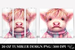 Cute Pink Highland Cow in Winter Clothes 20 Oz Tumbler Product Image 1