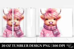 Dumb-Looking Pink Highland Cow in Winter 20 Oz Tumbler Product Image 1