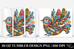 Colorful Whimsical Bird White 20 oz Tumbler Product Image 1