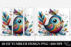 Colorful Whimsical Bird White 20 oz Tumbler Product Image 1