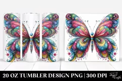 Colorful Whimsical Butterfly White 20 oz Tumbler Product Image 1