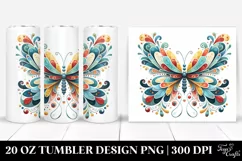 Colorful Whimsical Butterfly White 20 oz Tumbler Product Image 1