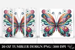 Colorful Whimsical Butterfly White 20 oz Tumbler Product Image 1