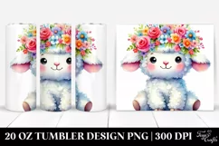 Pastel Lamb with Flower Crown 20 Oz Tumbler Product Image 1