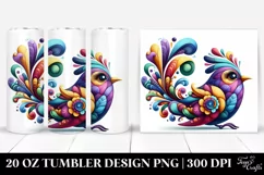 Whimsical Flowers,Baby Macaw | 20 Oz Tumbler Product Image 1