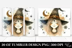 Boho Smiling Witch Watercolor Tumbler | 20 oz Tumbler Product Image 1