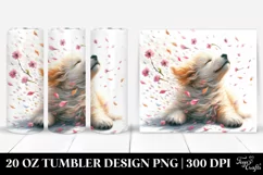 20 Oz Tumbler Sublimation | Tumbling Dog with Spring Petals Product Image 1