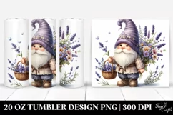 Detailed Watercolor Cute Gnome with Flowers | 20 Oz Tumbler Product Image 1