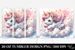 cute baby unicorn tumbling with spring petals | 20 oz Product Image 1
