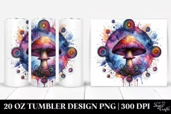 Vibrant Magical Mushroom Clipart, Transparent 20 Oz Tumbler Product Image 1