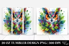 Abstract Vibrant Owl Plant Leaves Splashes. 20 oz Tumbler Product Image 1