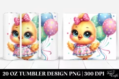 Smiling Baby Chicken with Party Balloons | 20 Oz Tumbler Product Image 1