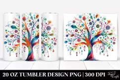 Colorful Watercolor Whimsical Tree | 20 Oz Tumbler Product Image 1