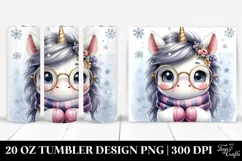 Cute Watercolor Unicorn in Winter Clipart Product Image 1
