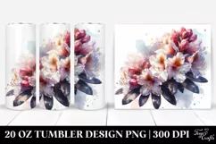 20 Oz Tumbler Sublimation | Shiny Rhododendron with Golden Product Image 1
