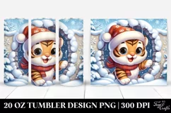 Cute Baby Tiger Exiting Snowy Wall, High-Res 20 Oz Tumbler Product Image 1