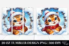 Cute Baby Tiger Exiting Snowy Wall, High-Res 20 Oz Tumbler Product Image 1