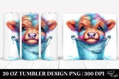 20 Oz Tumbler Sublimation | Colorful Baby Highland Cow in Product Image 1
