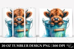 20 Oz Tumbler Sublimation | Colorful Baby Highland Cow in Product Image 1