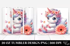 Baby Unicorn with Gerbera | 20 Oz Tumbler Product Image 1