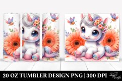 Cute Baby Unicorn with Gerbera | 20 oz Tumbler Product Image 1
