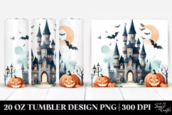Funny Halloween Castle Clipart, 20 Oz Tumbler Product Image 1