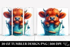 20 Oz Tumbler Sublimation | Colorful Baby Highland Cow in Product Image 1