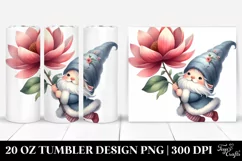 Cute Gnome Floating with Magnolia | 20 Oz Tumbler Product Image 1