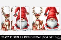 Watercolor Gnomes with Deer in Winter, High-Res 20 Oz Product Image 1