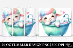 Cute Baby Lamb in Bathtub | 20 Oz Tumbler Product Image 1
