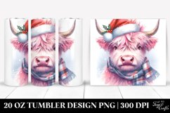 Cute Pink Highland Cow in Winter Clothes 20 Oz Tumbler Product Image 1