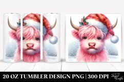 Cute Pink Highland Cow in Winter Clothes 20 Oz Tumbler Product Image 1
