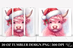 Cute Pink Highland Cow in Winter Clothes 20 Oz Tumbler Product Image 1