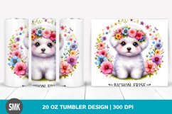 Baby Bichon Frise Colorful Flowers Tumbler | 20 oz Tumbler Product Image 1