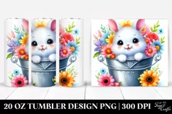 20 Oz Tumbler Sublimation | Smiling Baby Bunny in Flower Product Image 1
