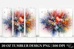 Colorful Watercolor Particles Metalic Drips | 20 oz Tumbler Product Image 1