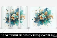 Colorful Cyan Watercolor Splash | 20 oz Tumbler Product Image 1