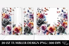 Colorful Black Roses Watercolor Frame | 20 Oz Tumbler Product Image 1