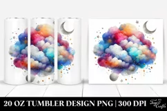 Colorful Watercolor Cloud with Silver Foil | 20 Oz Tumbler Product Image 1