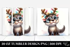 Enthusiastic Otter with Reindeer Horns PNG Product Image 1