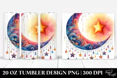 Vibrant Half Moon Drawing with Stars | 20 oz Tumbler Product Image 1